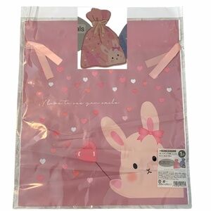 PE Drawstring Gift Wrapping Bag. Animal Print. Pink Multi. 1 Piece.